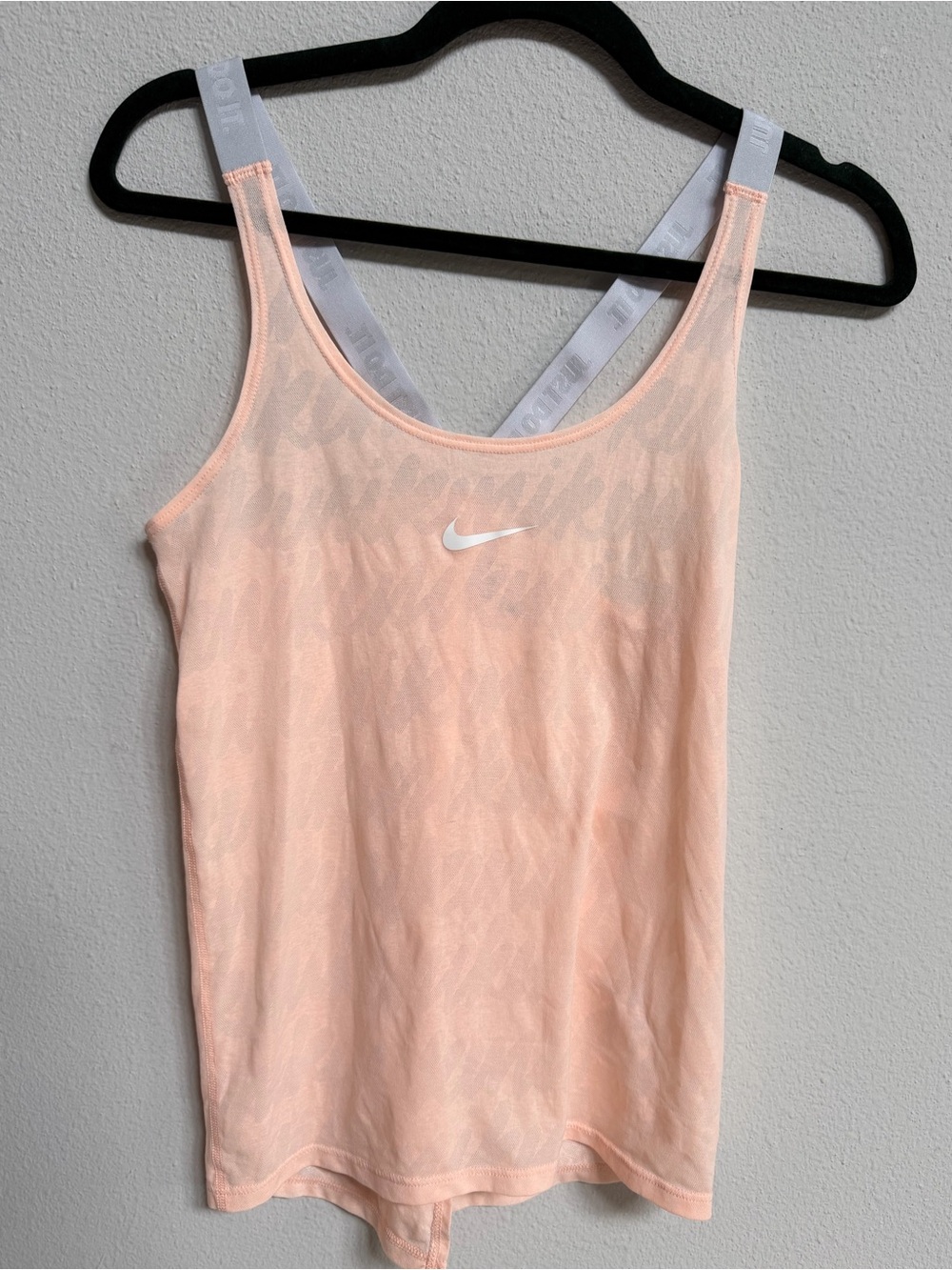 Nike Peach Scoop Neck Tank with White Branded Straps and Open Back